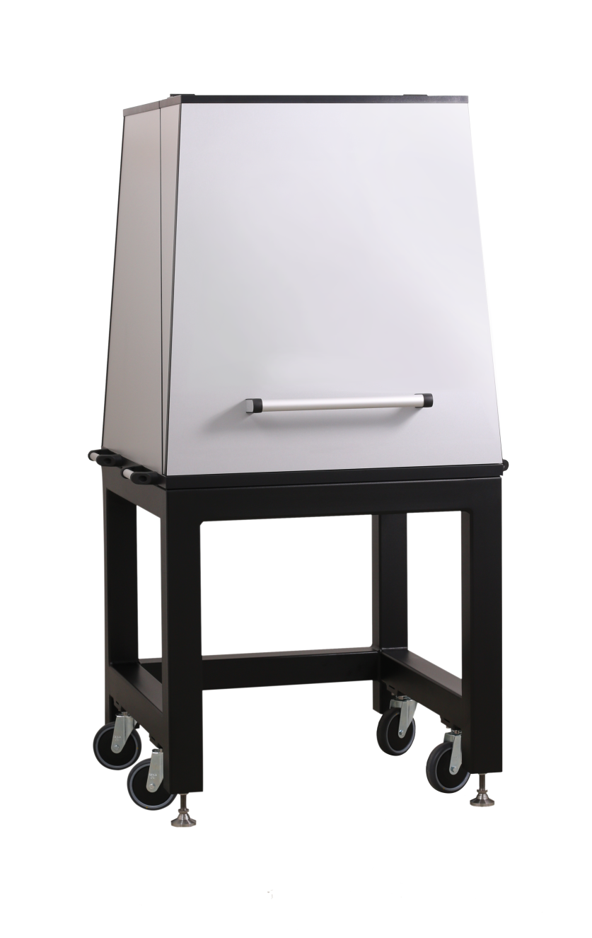 Park Systems Accurion Acoustic Enclosure for acoustic noise isolation with multi-layer wall construction for broadband attenuation, sloped walls to prevent sound wave dispersion and gas-pressure operated mechanism for easy access to the inner chamber. Lightweight design for limited load capacity