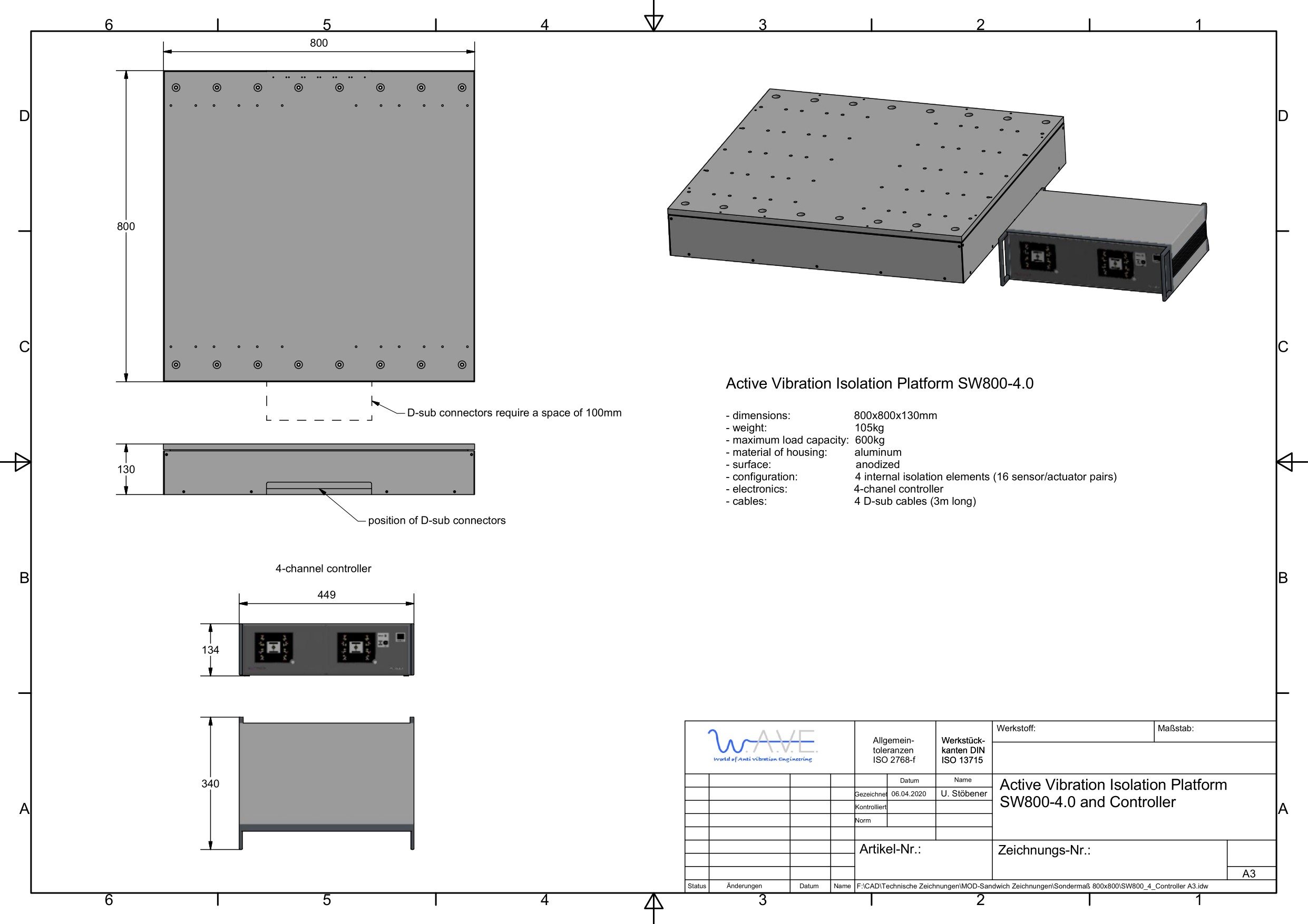 Technical drawing of the Accurion Sandwich SW800