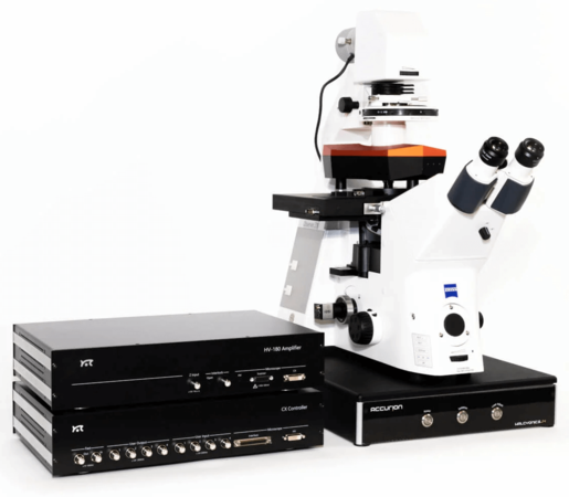 Park Systems Molecular Vista One on an Accurion i4 vibration isolator, ideal for biological samples, fully motorised for trouble-free measurements in temperature-controlled environments.
