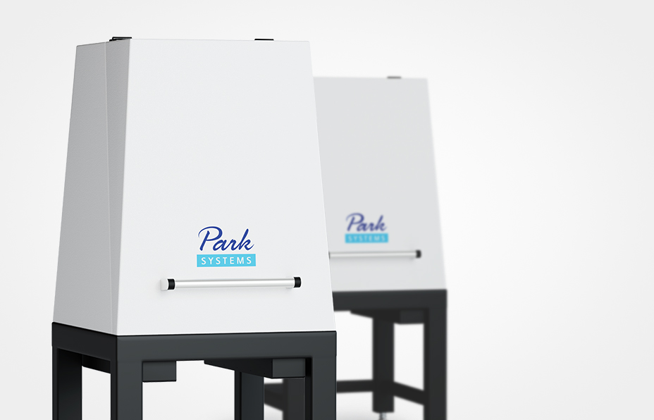 Park Systems AccurionAcousticEnclosurefornoiseisolationwithmulti-layerwalls, broadbanddamping, gas pressurelift, lightweightdesign, steelsupportframeand customizablecableports